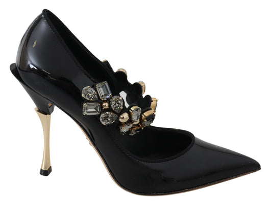 Елегантні чорні шкіряні туфлі Dolce &amp; Gabbana з кристалами