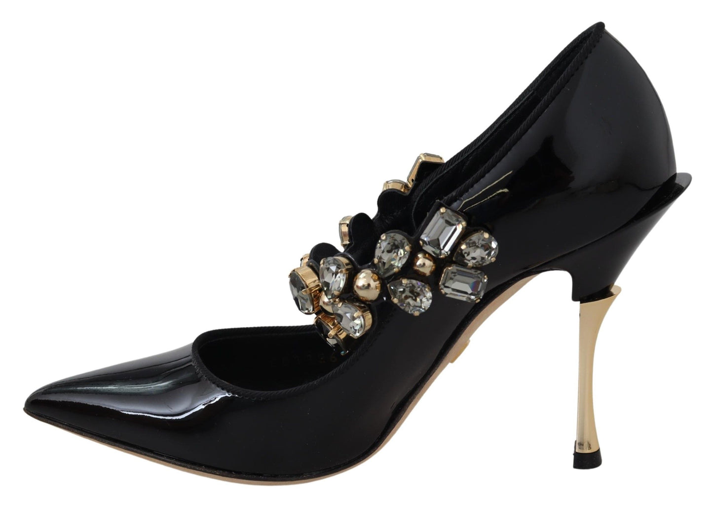 Елегантні чорні шкіряні туфлі Dolce &amp; Gabbana з кристалами