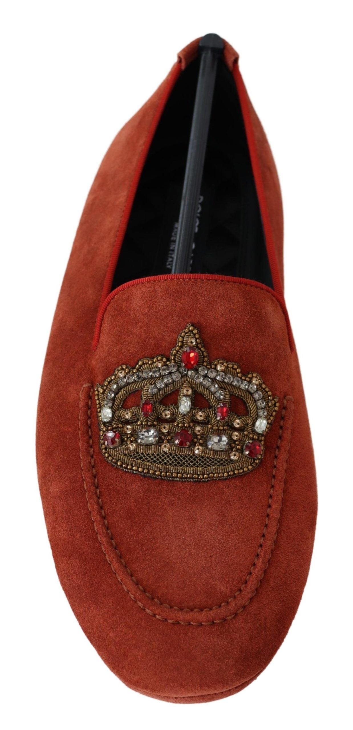 Розкішні помаранчеві шкіряні лофери Dolce &amp; Gabbana із золотою вишивкою