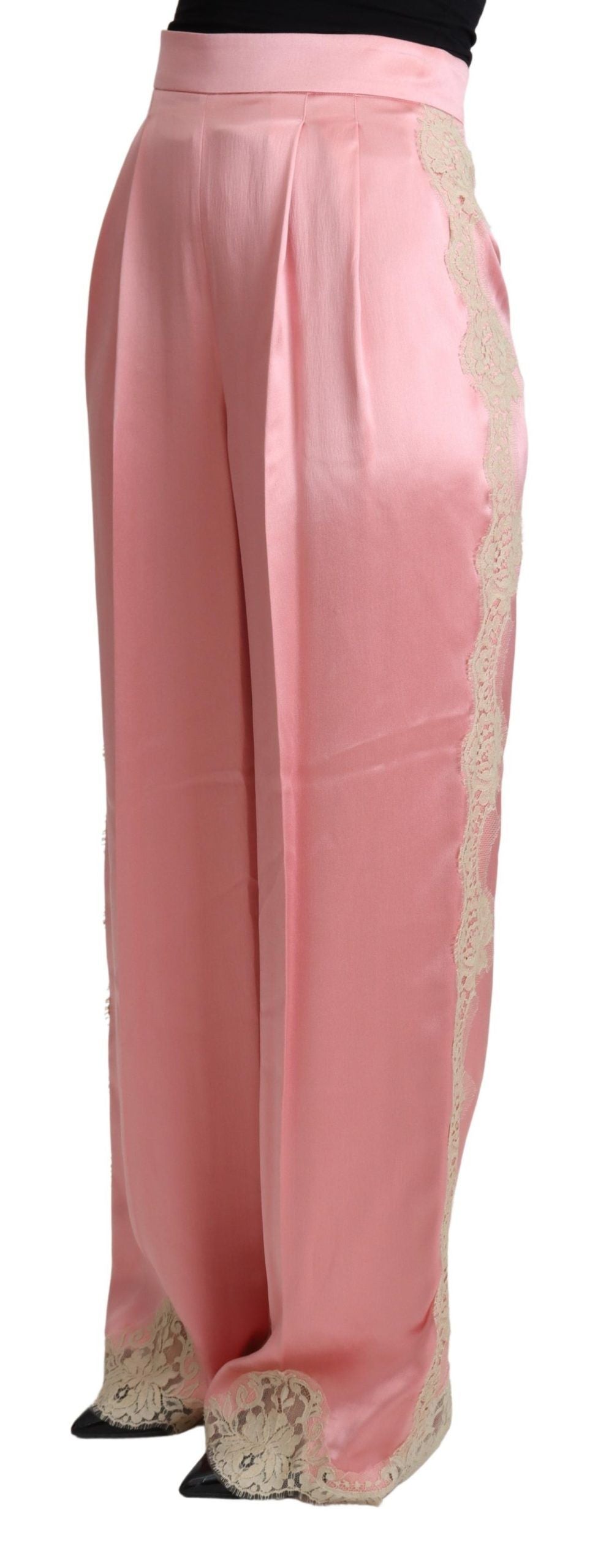 Рожеві широкі атласні штани Dolce &amp; Gabbana Silk Blend