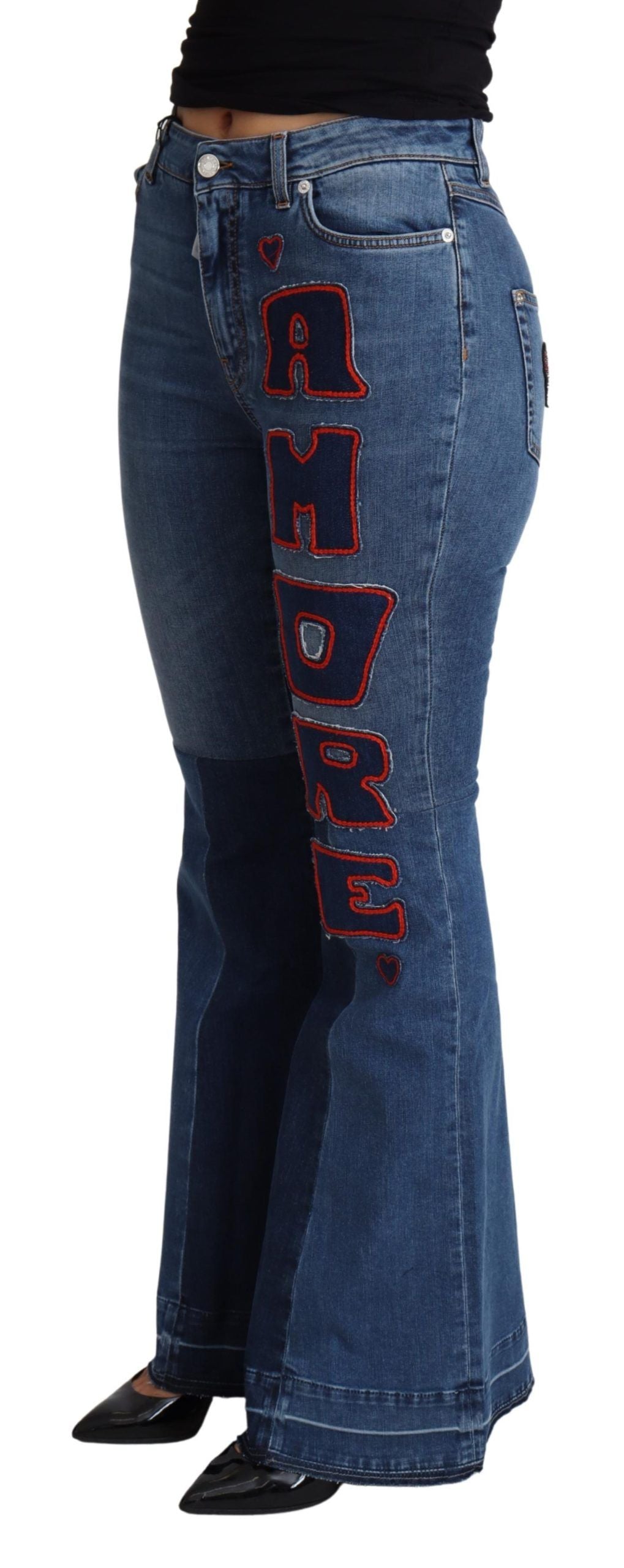 Джинси Dolce &amp; Gabbana Elegant Boot Cut Denim з нашивкою Amore