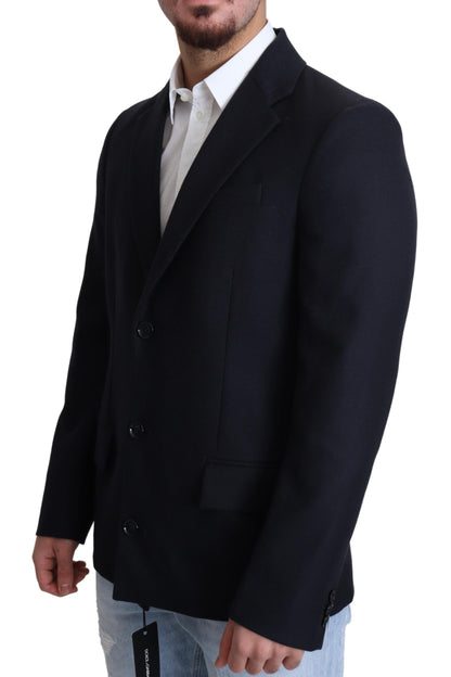 Чоловіче пальто Dolce &amp; Gabbana Elegant Dark Blue Virgin Wool