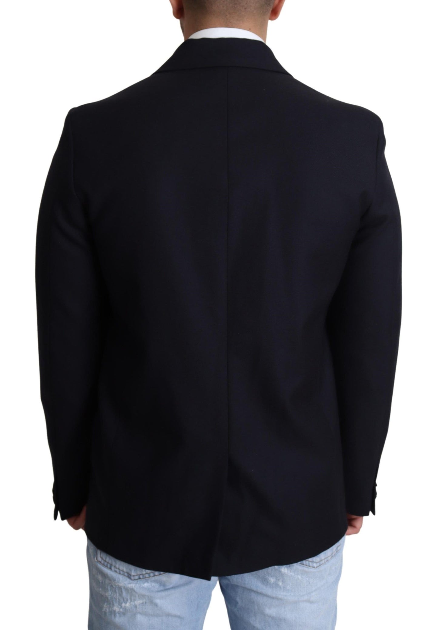 Чоловіче пальто Dolce &amp; Gabbana Elegant Dark Blue Virgin Wool