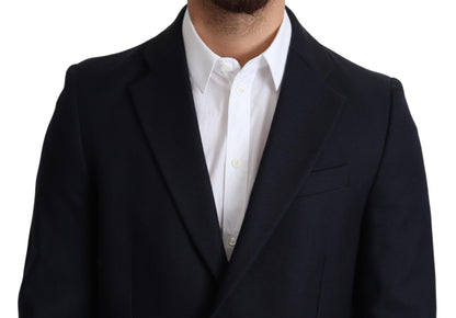 Чоловіче пальто Dolce &amp; Gabbana Elegant Dark Blue Virgin Wool