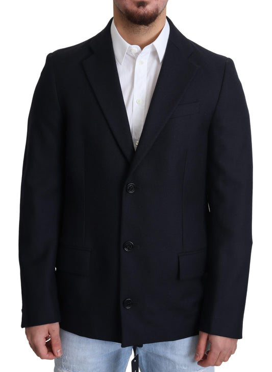 Чоловіче пальто Dolce &amp; Gabbana Elegant Dark Blue Virgin Wool