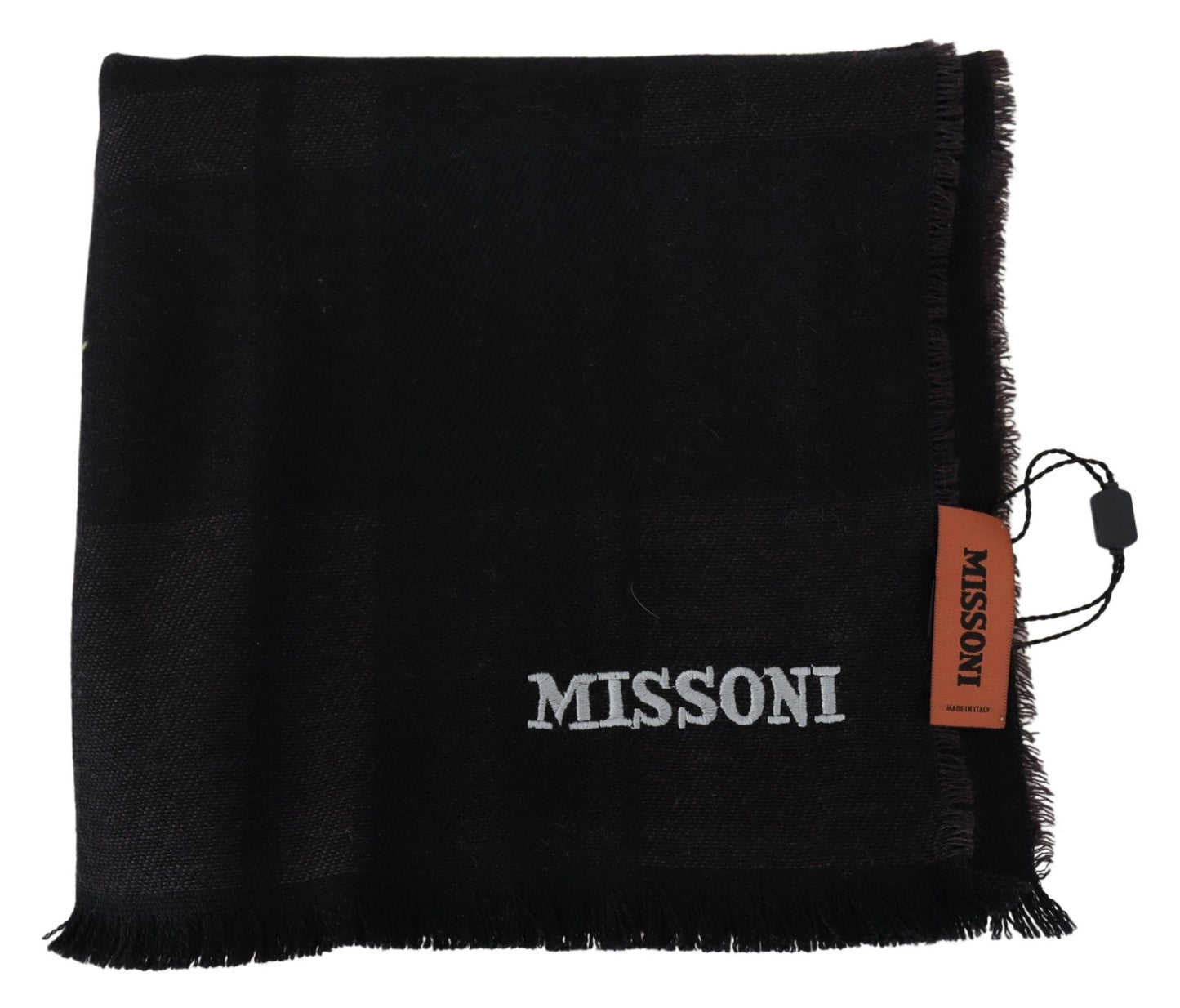 Елегантний чорний вовняний шарф Missoni з вишивкою логотипу