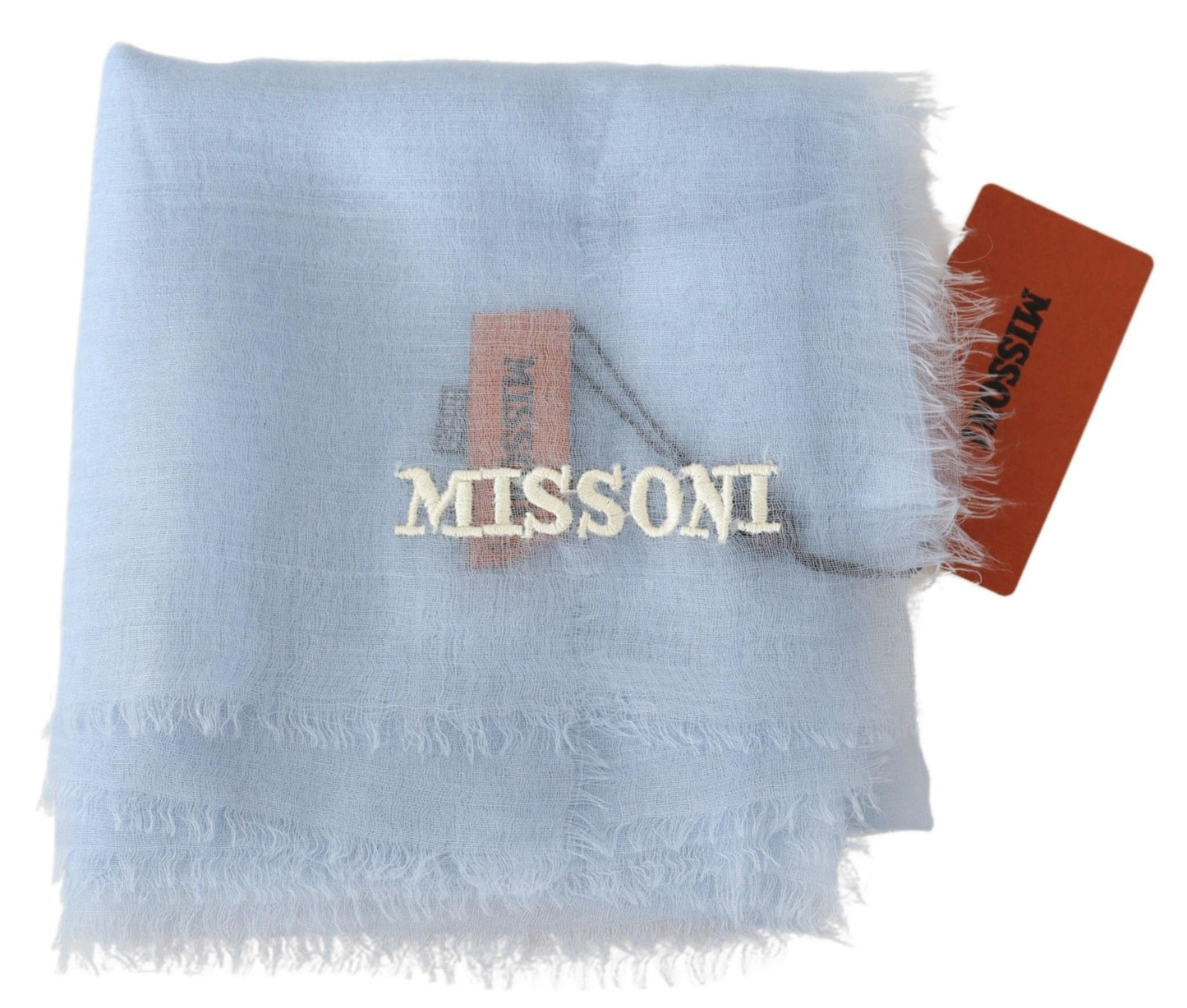 Елегантний світло-блакитний кашеміровий шарф Missoni з бахромою