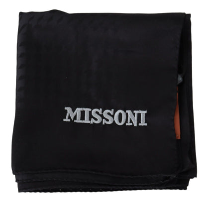 Елегантний чорний вовняний шарф Missoni з вишитим логотипом