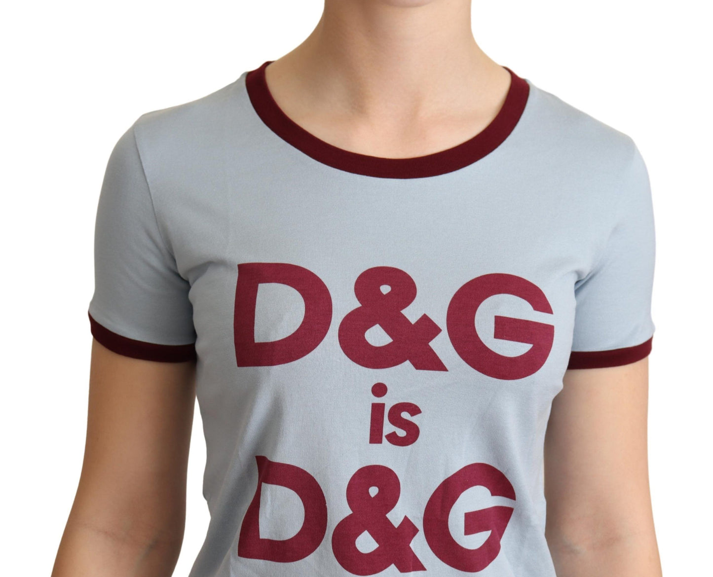 Елегантна синя бавовняна футболка Dolce &amp; Gabbana з круглим вирізом