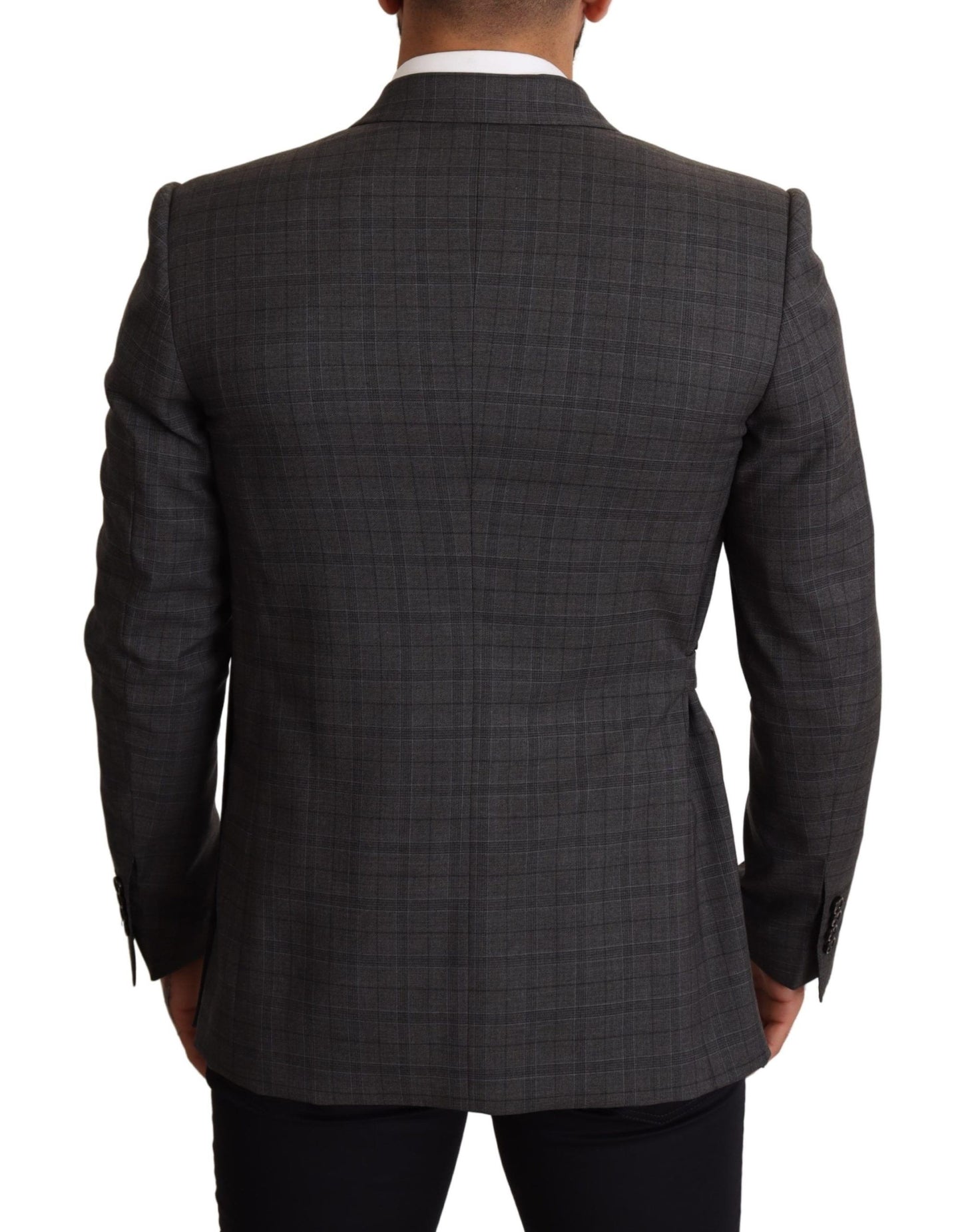 Приталений двобортний піджак Dolce &amp; Gabbana в сіру клітинку Martini Slim Fit