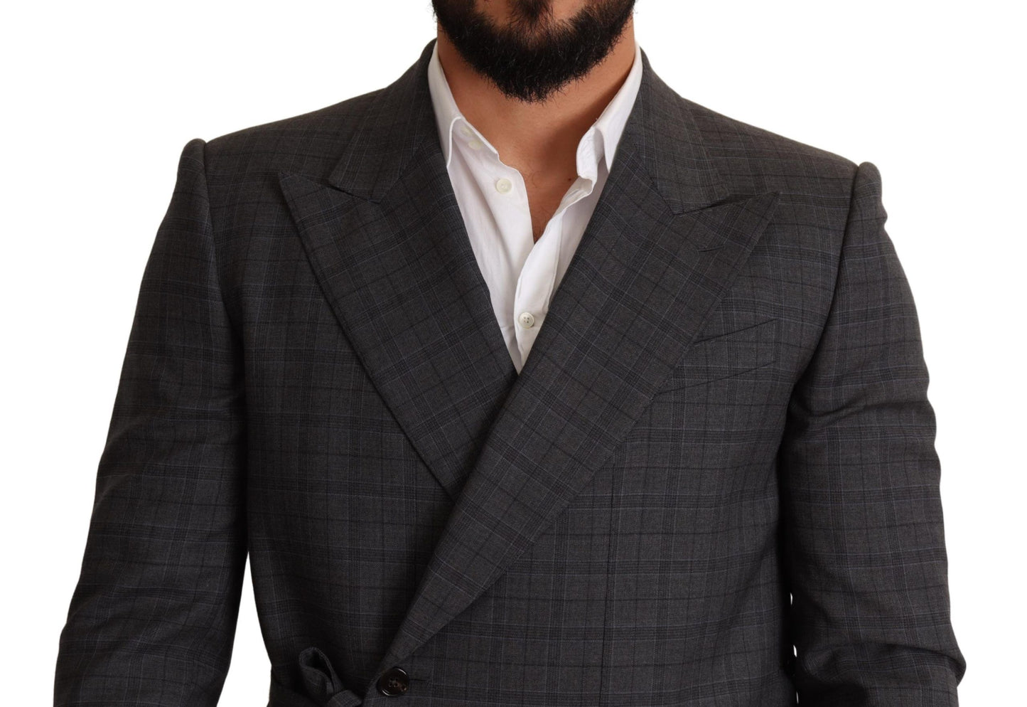 Приталений двобортний піджак Dolce &amp; Gabbana в сіру клітинку Martini Slim Fit