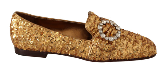 Елегантні золоті балетки Dolce &amp; Gabbana з кришталями