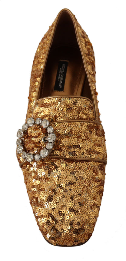 Елегантні золоті балетки Dolce &amp; Gabbana з кришталями