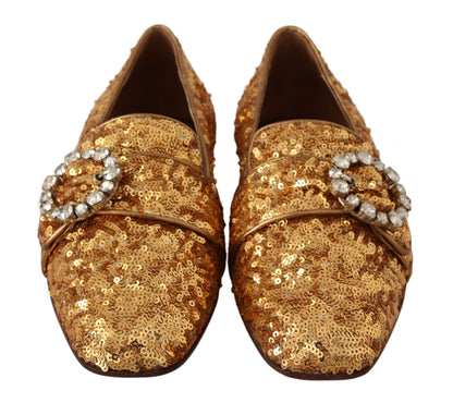 Елегантні золоті балетки Dolce &amp; Gabbana з кришталями