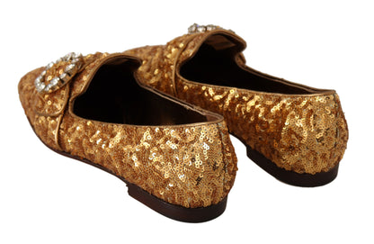 Елегантні золоті балетки Dolce &amp; Gabbana з кришталями