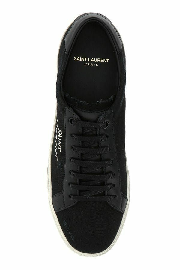 Витончені чорні низькі кросівки з тканини та шкіри Saint Laurent