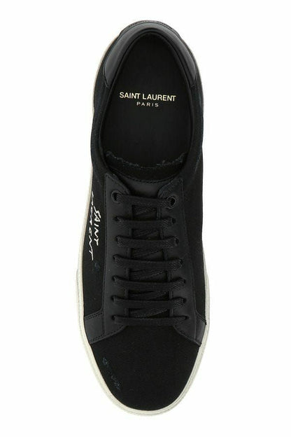 Витончені чорні низькі кросівки з тканини та шкіри Saint Laurent