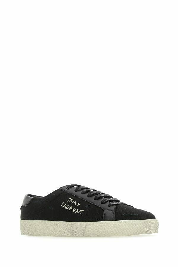 Витончені чорні низькі кросівки з тканини та шкіри Saint Laurent