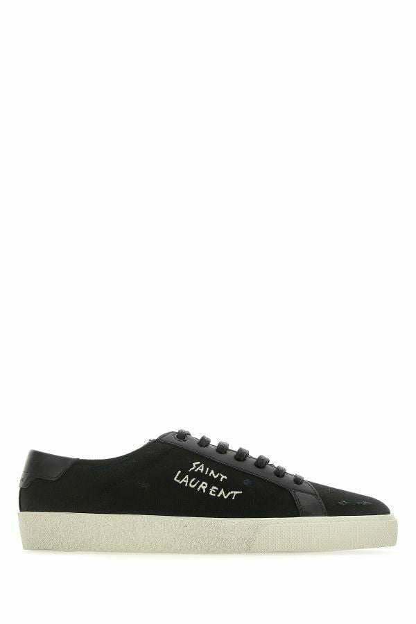 Витончені чорні низькі кросівки з тканини та шкіри Saint Laurent