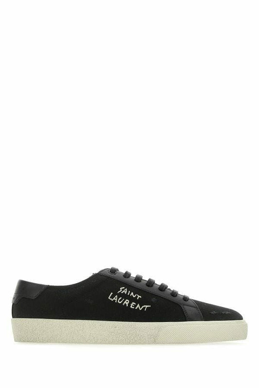 Витончені чорні низькі кросівки з тканини та шкіри Saint Laurent