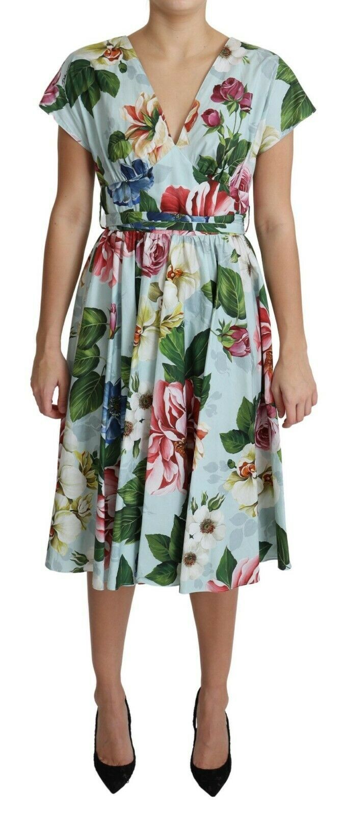 Бавовняна сукня Dolce &amp; Gabbana Floral Elegance з v-подібним вирізом