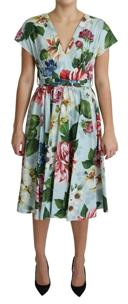 Бавовняна сукня Dolce &amp; Gabbana Floral Elegance з v-подібним вирізом
