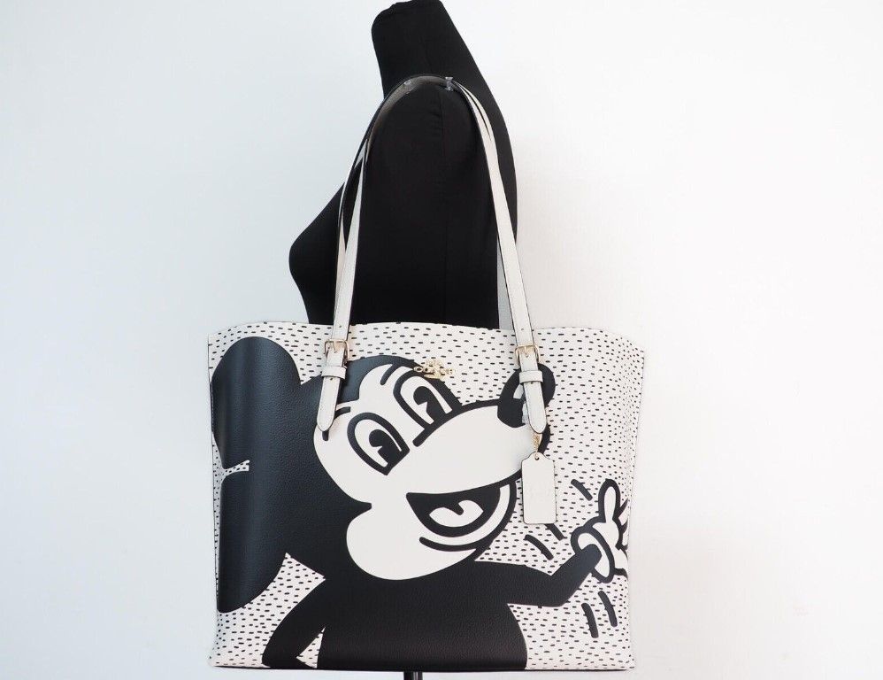 Велика шкіряна сумка на плече COACH (C6978) Mickey Mouse X Keith Haring Mollie