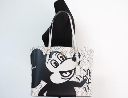 Велика шкіряна сумка на плече COACH (C6978) Mickey Mouse X Keith Haring Mollie