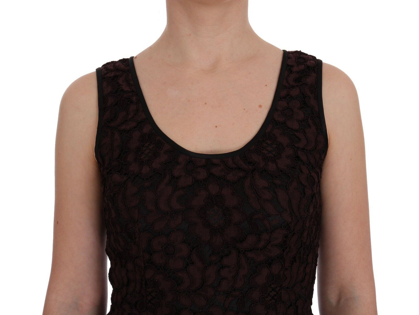 Сукня-футляр Dolce &amp; Gabbana Bordeaux із квітковим мереживом Ricamo