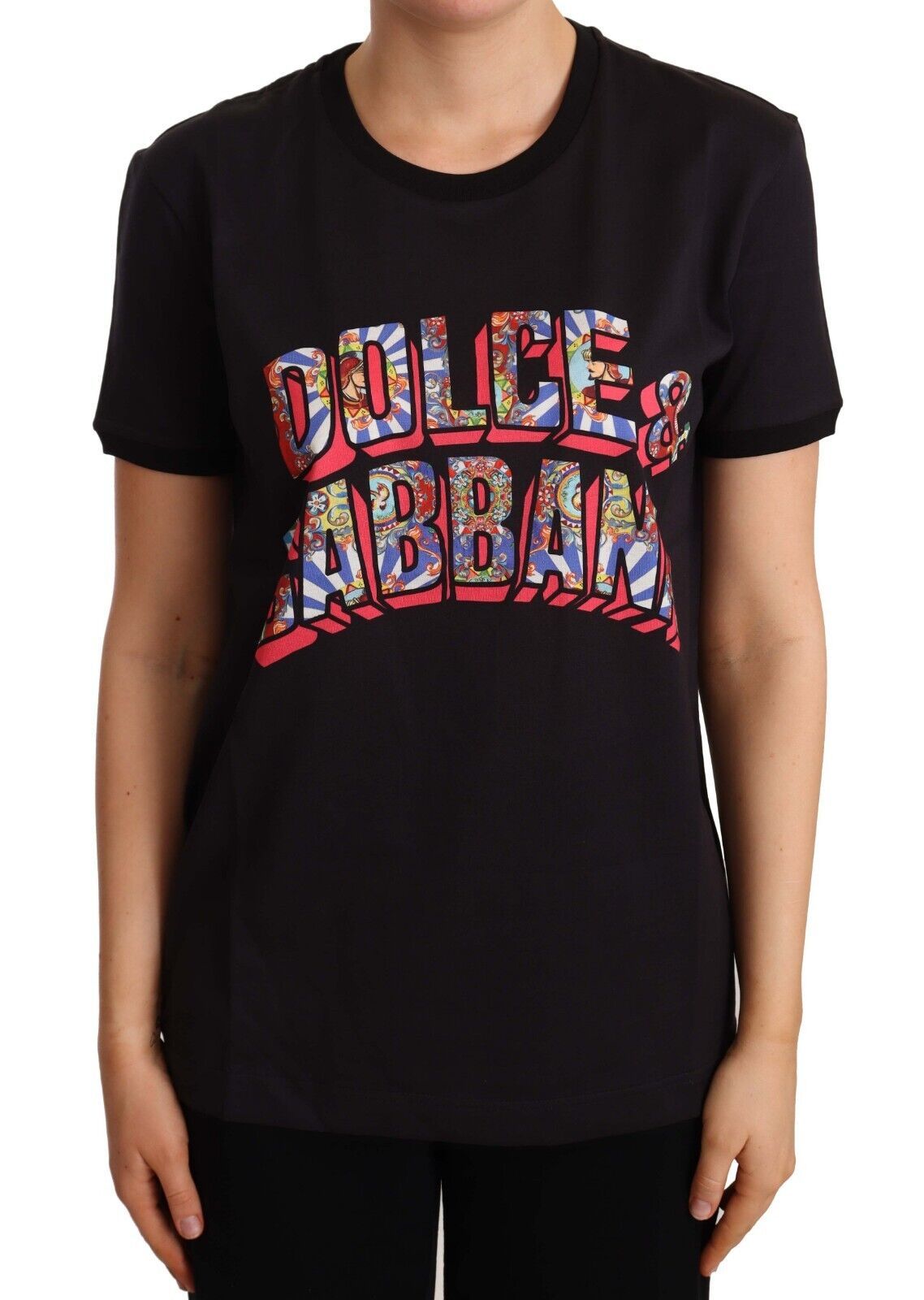 Елегантна чорна бавовняна футболка з логотипом Dolce &amp; Gabbana