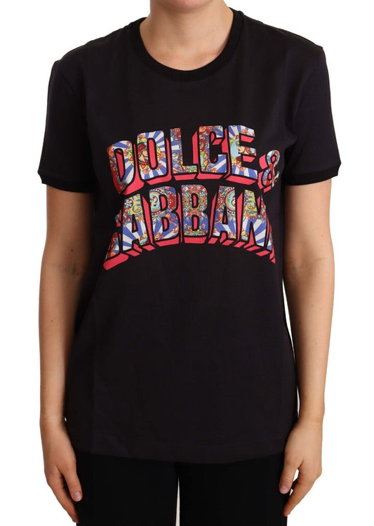 Елегантна чорна бавовняна футболка з логотипом Dolce &amp; Gabbana