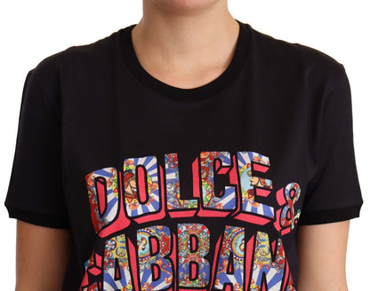 Елегантна чорна бавовняна футболка з логотипом Dolce &amp; Gabbana