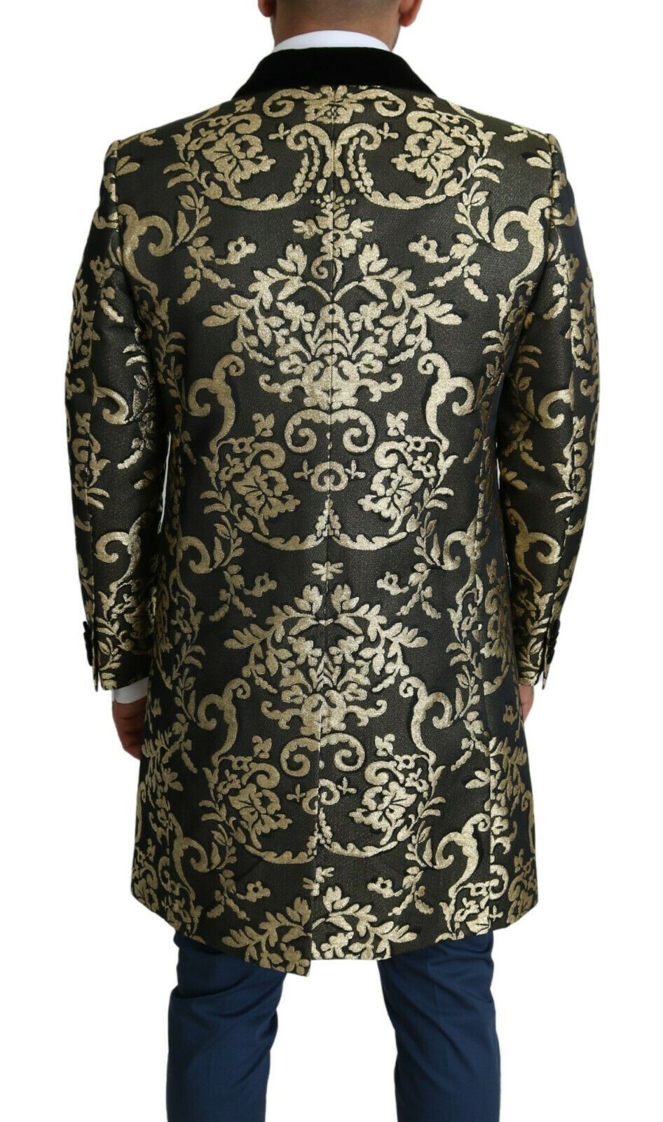 Жакардове двобортне пальто Dolce &amp; Gabbana Gold Black Sicilia