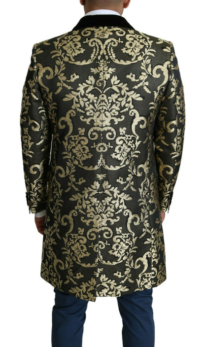 Жакардове двобортне пальто Dolce &amp; Gabbana Gold Black Sicilia