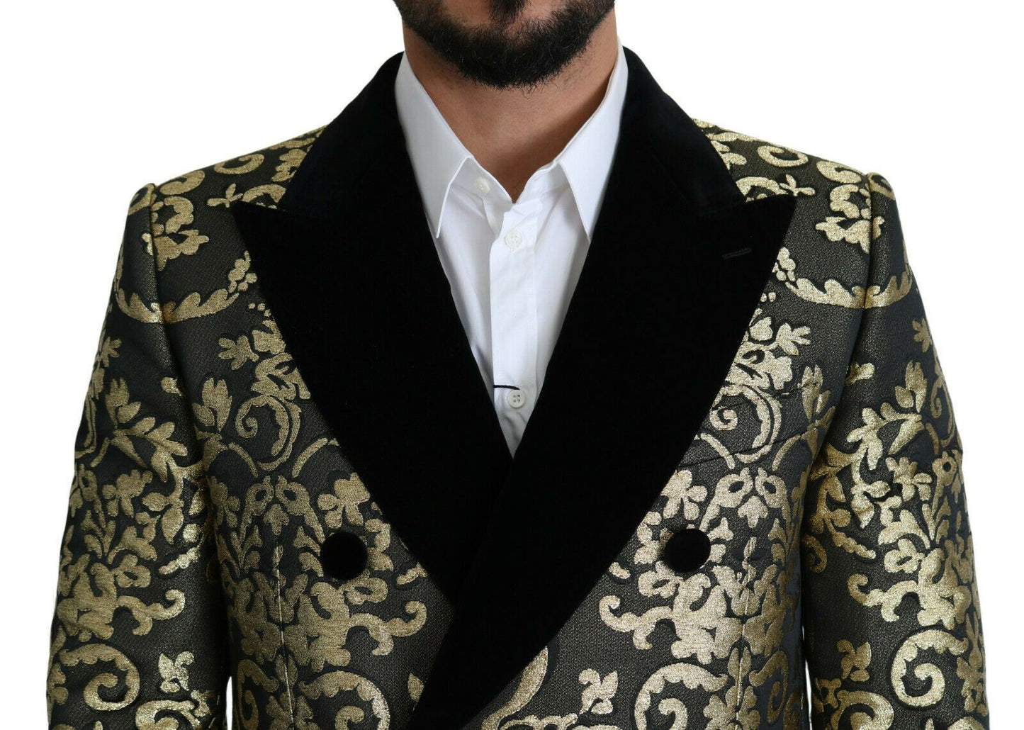 Жакардове двобортне пальто Dolce &amp; Gabbana Gold Black Sicilia
