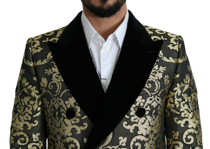 Жакардове двобортне пальто Dolce &amp; Gabbana Gold Black Sicilia