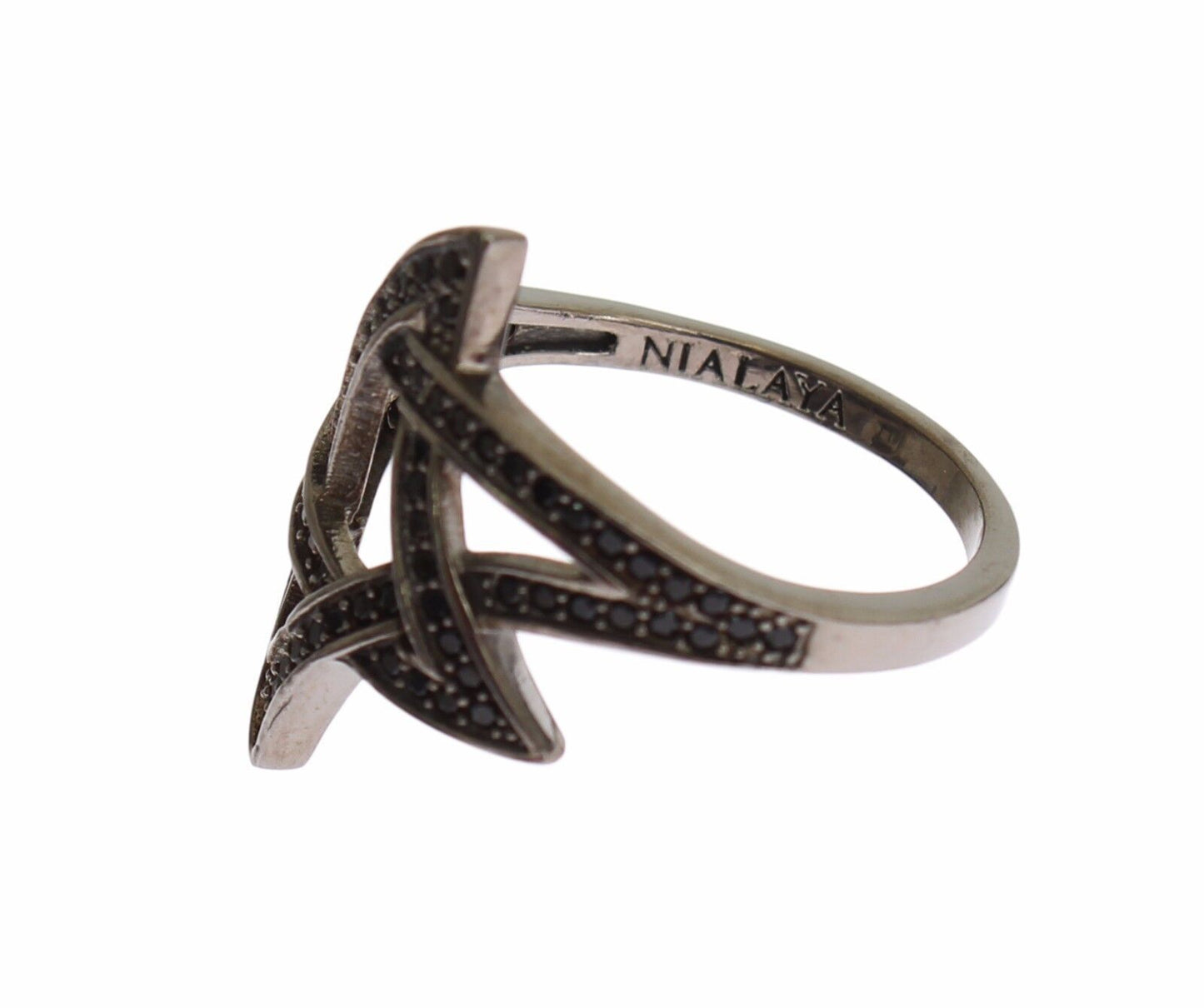 Каблучка Nialaya Chic Black Rhodium Silver CZ CZ Crystal