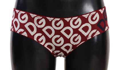 Плавки Dolce &amp; Gabbana Chic Maroon White з логотипом