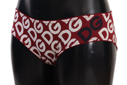Плавки Dolce &amp; Gabbana Chic Maroon White з логотипом