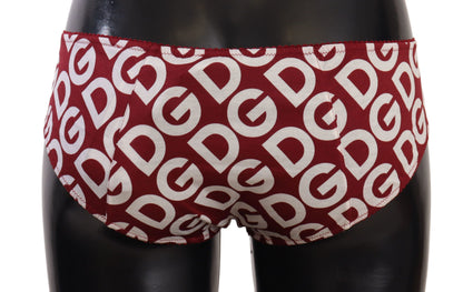 Плавки Dolce &amp; Gabbana Chic Maroon White з логотипом