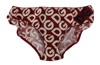 Плавки Dolce &amp; Gabbana Chic Maroon White з логотипом