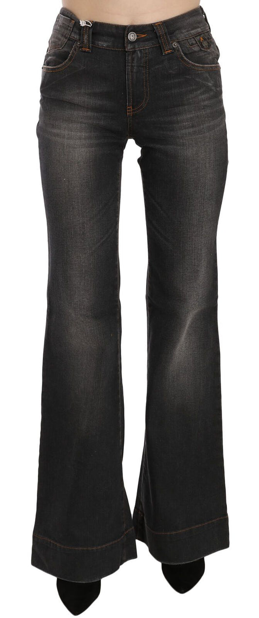 Dolce &amp; Gabbana Velte Mid Waist Flared Black Denim