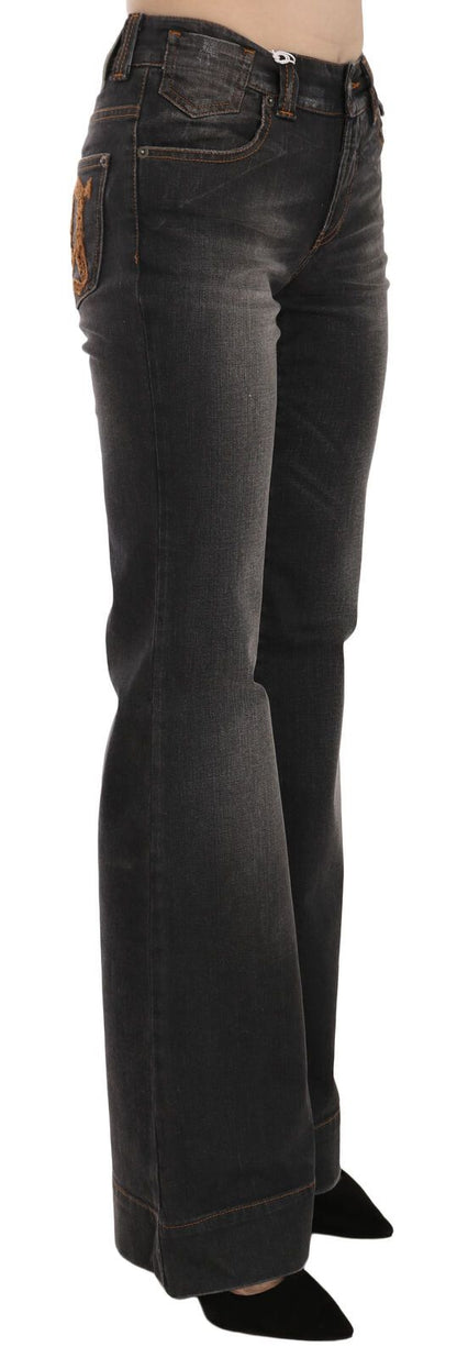 Dolce &amp; Gabbana Velte Mid Waist Flared Black Denim