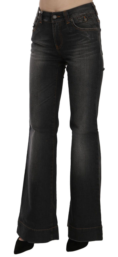 Dolce &amp; Gabbana Velte Mid Waist Flared Black Denim