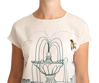 Елегантна шовкова футболка Dolce &amp; Gabbana Fountain Botanical Garden