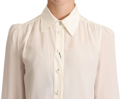 Елегантний шовковий топ Dolce &amp; Gabbana кольору Off White