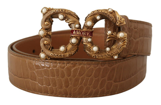 Елегантний ремінь Amore із крокодилової шкіри Dolce &amp; Gabbana з перлами