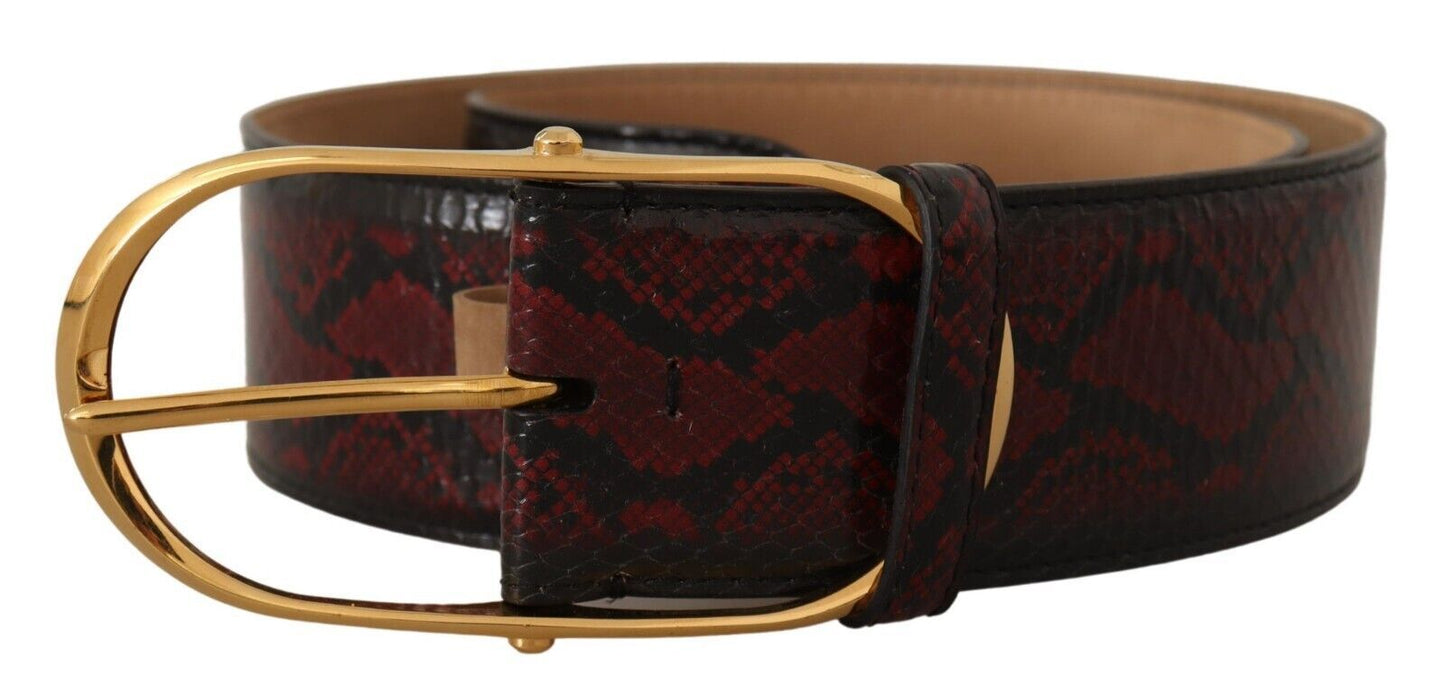 Елегантний ремінь із червоної шкіри пітона Dolce &amp; Gabbana із золотою пряжкою