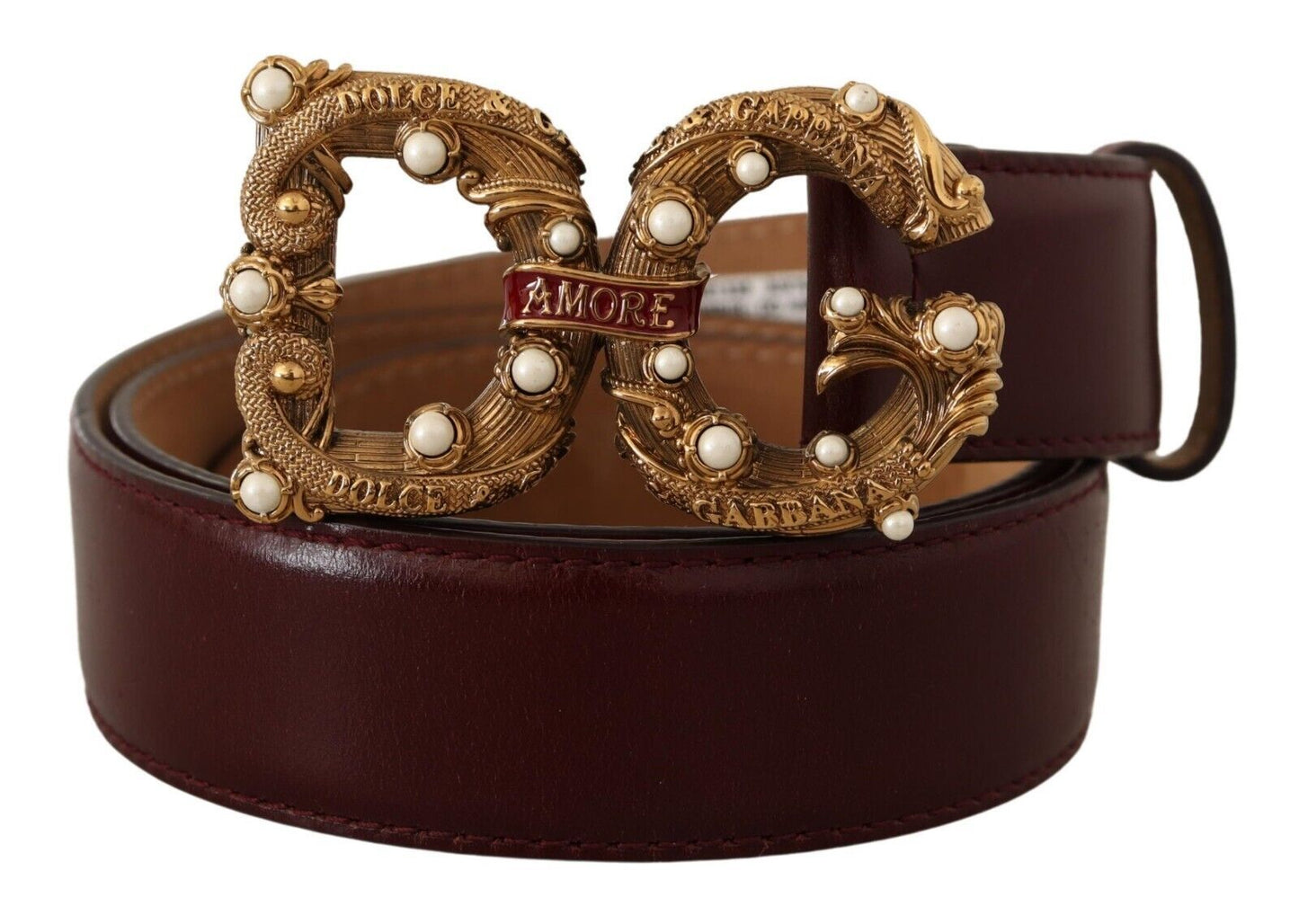 Елегантний шкіряний ремінь Dolce &amp; Gabbana Bordeaux Amore