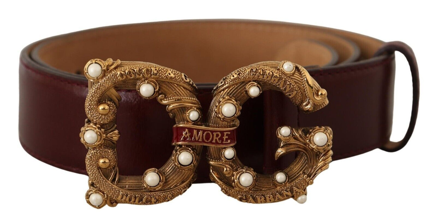 Елегантний шкіряний ремінь Dolce &amp; Gabbana Bordeaux Amore